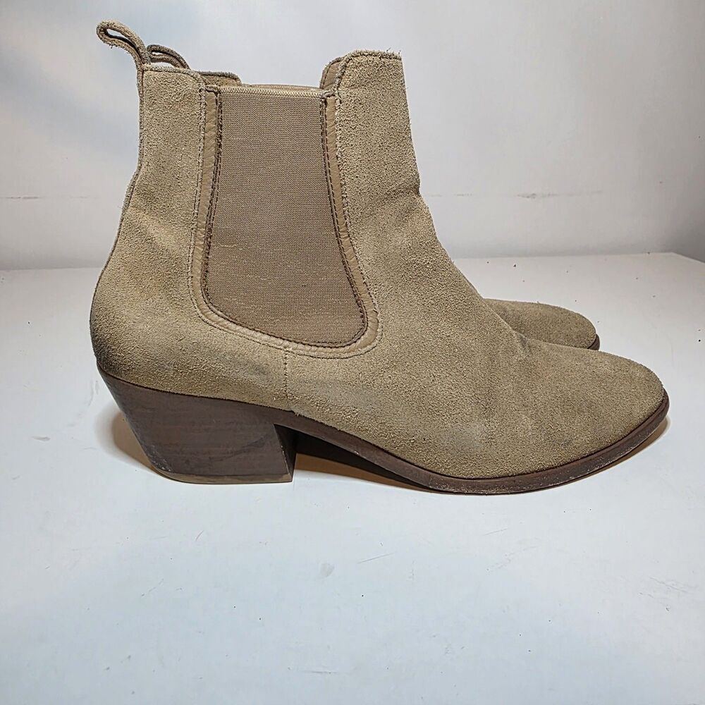 Thursday Boot Co. Dreamer Bootie Women Size 10.5 Tan Suede Leather Boot 2” Heel